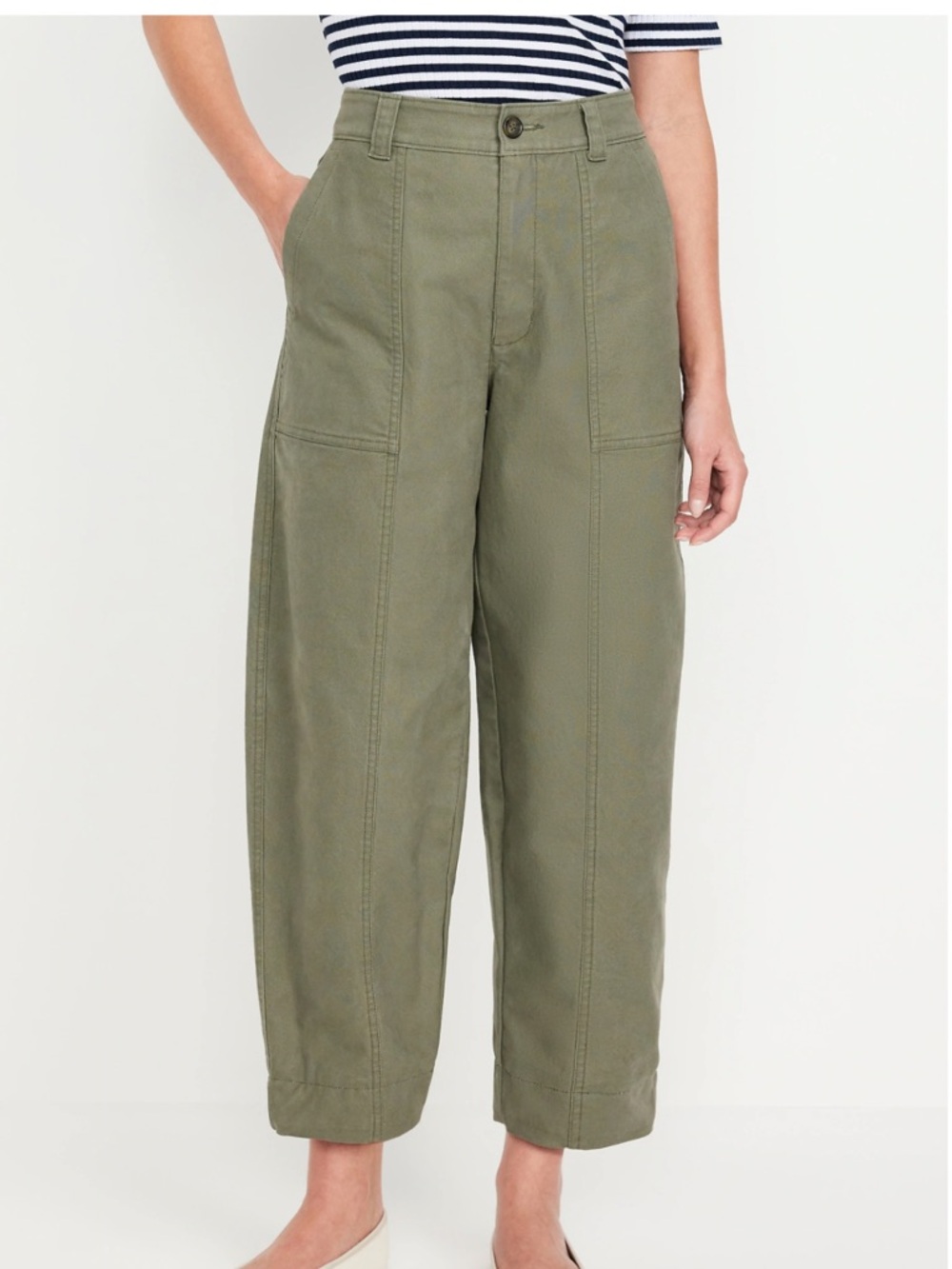 Old Navy Olive Green High-Waist Wide-Leg Utility Pants